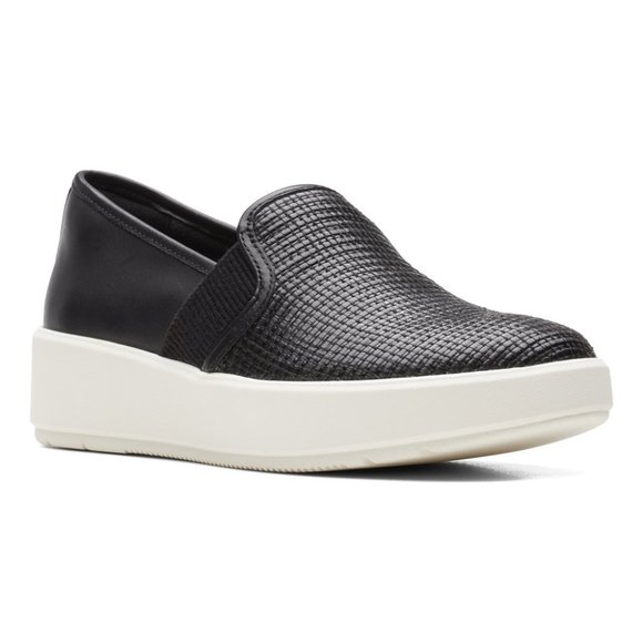Clarks  Black Combi Layton Petal Leather Sneaker - Women 7 - Picture 2 of 7